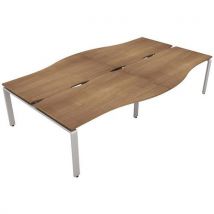 Aura 4 person wave bench desk 740x2400x1600mm birch