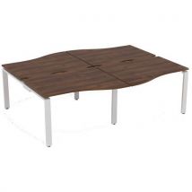 Aura 4 person wave bench desk 740x2800x1600mm walnut