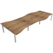 Aura 6 person wave bench desk 740x4200x1600mm birch