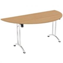 Folding semi circular office tables 715x1600x800mm light oak
