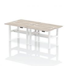 4 person grey oak/white adj. Desk - 1.2x0.6m - cable ports