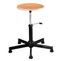 Wooden stool with castors/pads seat height 47 to 62 cm