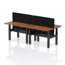 4 person walnut/black desk - 1.2x0.6m - cable ports - screen