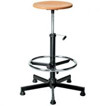 Wooden stool with footrest seat height 68 to 83 cm
