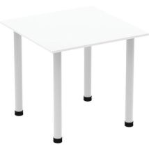 Square table - white - silver post leg wxd 80x80 cm -impulse