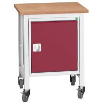 Bott - Red mobile workstand mpx top and cupboard 780-930x700x600mm