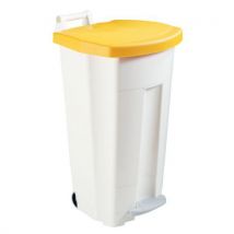 Pedal bin 90l white / yellow cover