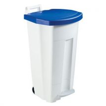 Pedal bin 90l white / blue cover