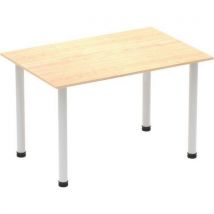 Straight table -maple -silver post leg wxd 120x80 cm impulse