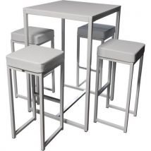 4 x kubo bar stools + 1 x kubo high bar table white