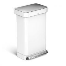 Simplehuman White Steel Rectangular Pedal Bin 45L