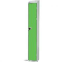 Green coin return 1 door sloped locker - 1950x300x300mm