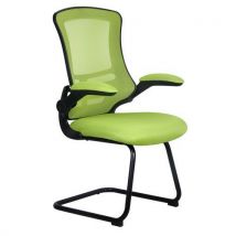 Bundle of 4 luna cantilever mesh meeting room chairs green