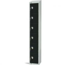 Black coin return 6 door sloped locker - 1950x300x300mm