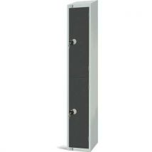 Darkgrey coin return 2 door sloped locker - 1950x300x450mm