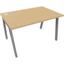 Partage straight aluminium office desk 1400x800mm beech