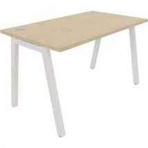 Partage straight white frame office desk 1200x700mm oak