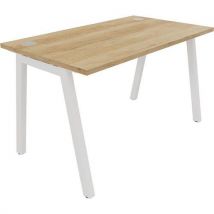 Partage straight white frame desk 1400x700mm nebraska oak