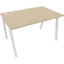 Partage straight white frame office desk 1400x800mm oak