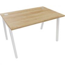 Partage straight white frame desk 1400x800mm nebraska oak