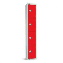 Red/grey 4 door antibac locker 1800x300x450mm hasp lock