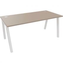 Partage straight white frame office desk 1600x800mm clay