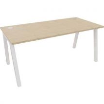 Partage straight white frame office desk 1600x800mm oak