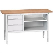 Bott - Light grey adj. Bench 3 drawer mpx top 780/930x1500x600mm
