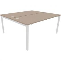 Astrolite white frame back to back desk 1400x700mm clay