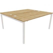 Astrolite white frame backtoback desk 1400x700mm nebraskaoak