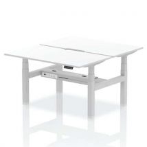 White top 2 person height adj. Desk - 1.4x0.8m - silver leg