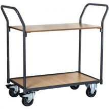 Trolley 2 wooden shelves - capacity 250 kg - l850 - Manutan