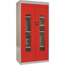 Vision panel cupboard with red doors hxwxd 1820x915x505mm