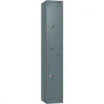 Grey/grey 2-door metal locker - 1800x380x380mm - hasp lock
