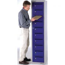 Blue 10 box postal locker 15mm slots hxwxd 1778x381x457mm