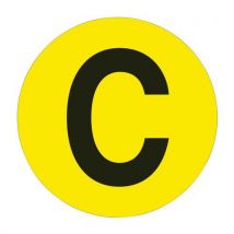 Circular floor marker message: c model: letter
