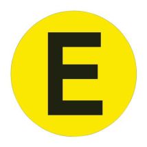 Circular floor marker message: e model: letter