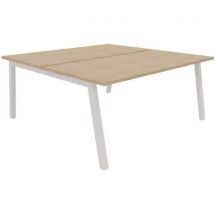 Partage 2 person bench white frame desk 1600x800mm oak