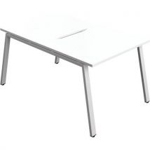 White 2-person bench +cut out -silver frame leg - 1000x800mm