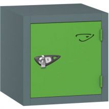 Grey/green metal cube locker - 300x300x300mm - hasp lock