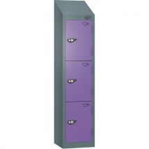 Grey/violet 3-door sloped low cam locker - 1200x300mm