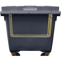 Large grey 4 wheel wheelie bin - drop down front - 660 L