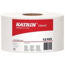 Toaletní papír Katrin Classics Gigant S2 2vrstvý, 18 cm, 1 040 útržků, 75% bílá, 12 rolí, Manutan