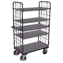 Variofit Policový vozík s mřížovými bočnicemi, 5 polic, do 500 kg, 118,5 x 62 x 182 cm, šedý Manutan