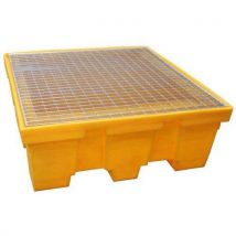 Plastová záchytná vana EMP s roštem, žlutá, 450 l, pozinkovaný rošt Manutan