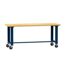 Polak Mobilní dílenský stůl, 88 x 150 x 80 cm, buk/tmavě modrá Manutan
