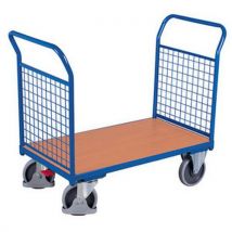 Variofit Plošinový vozík se dvěma madly s mřížovou výplní, do 500 kg, 101,5 x 119 x 70 cm, modrý, Manutan