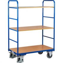 Variofit Vysoký policový vozík, do 250 kg, 3 police, 153 x 106 x 60 cm, modrý, Manutan