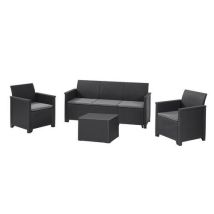 Zahradní set Elodie 3 Seater - Antracit, plast, 5 míst, s područkami