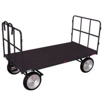 Variofit Ruční vozík s tažným madlem a 2 bočnicemi, do 1 250 kg, plná kola, šedý, 206,5 x 101,5 x 134 cm, Manutan